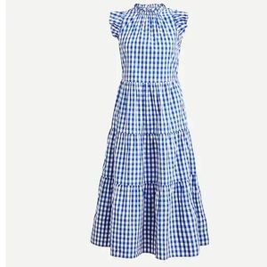 J. Crew ruffle sleeve dress in gingham 3X